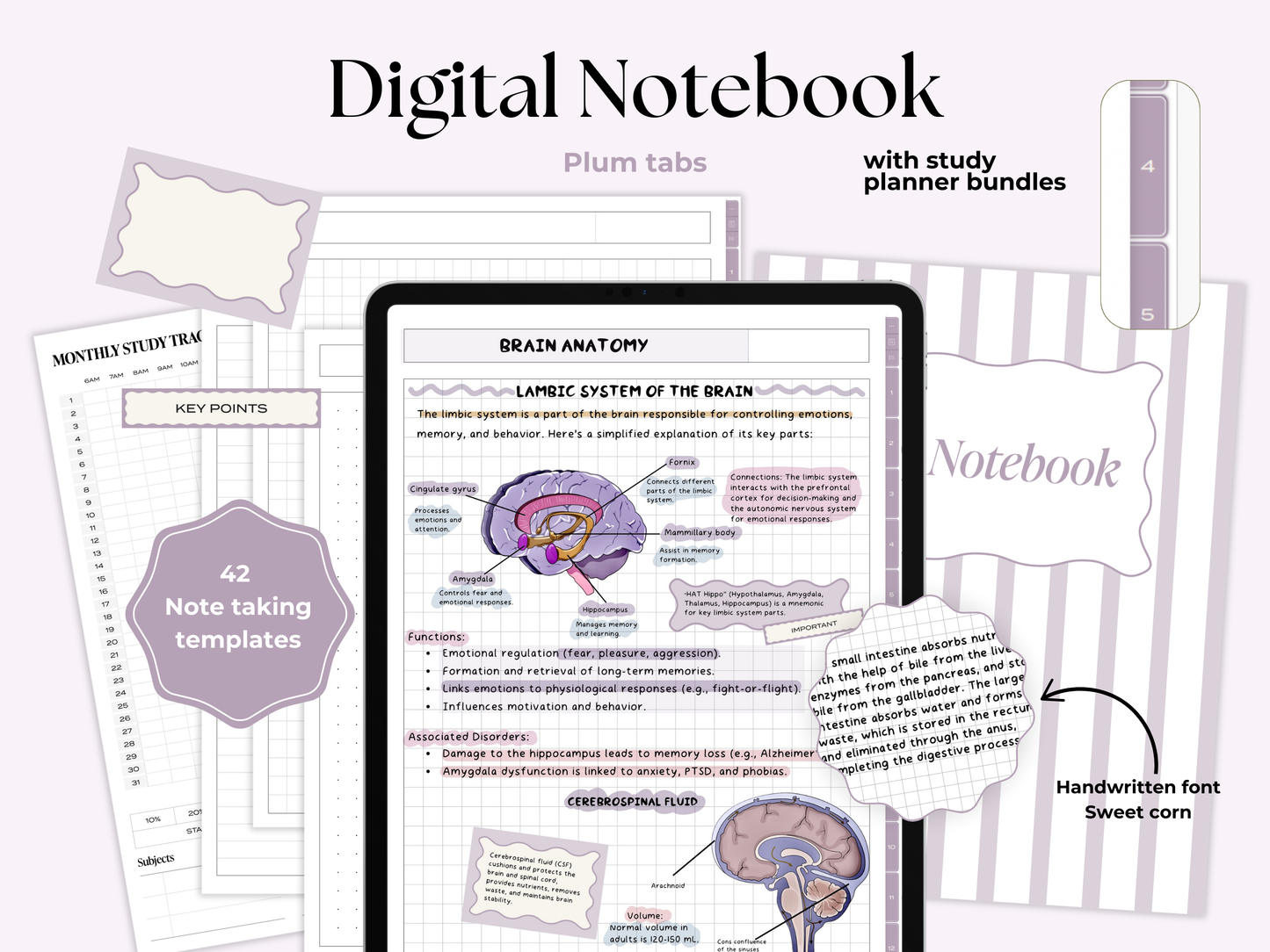 Student Digital Notebook - Plum Tabs