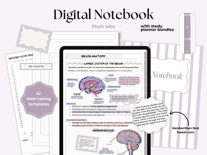 Student Digital Notebook - Plum Tabs