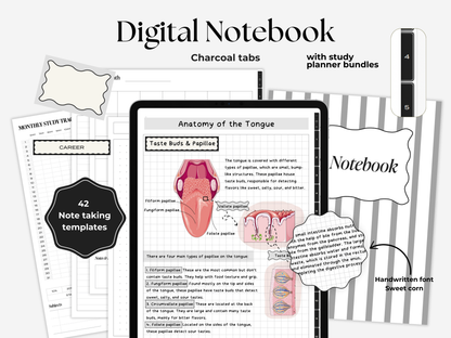 Student Digital Notebook - Charcoal Tabs