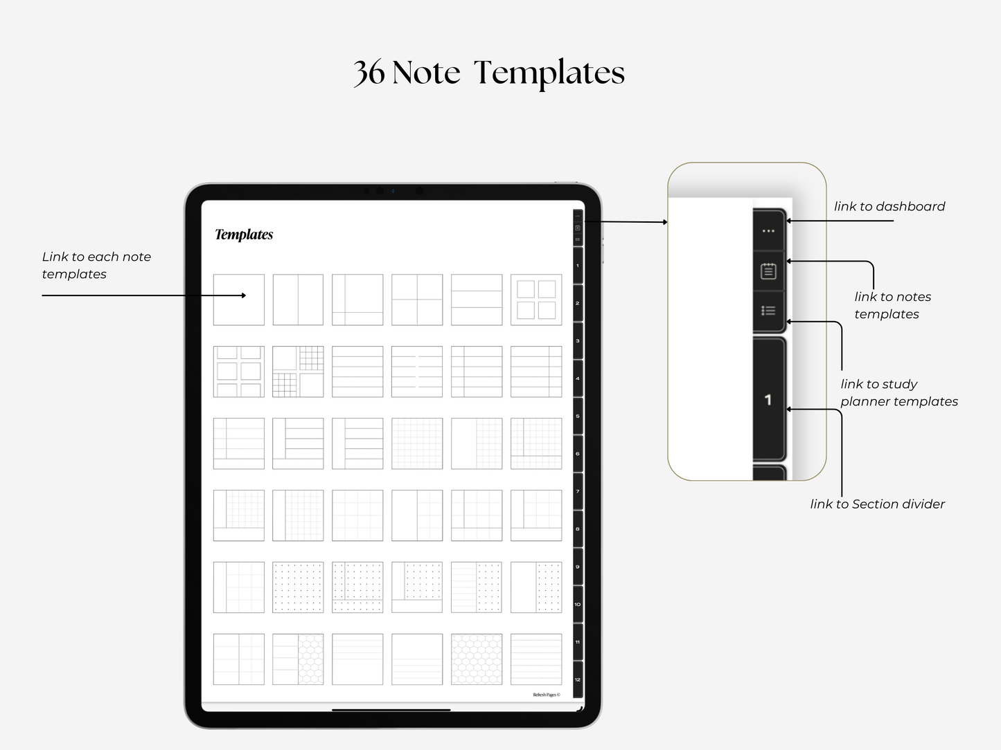 Student Digital Notebook - Charcoal Tabs