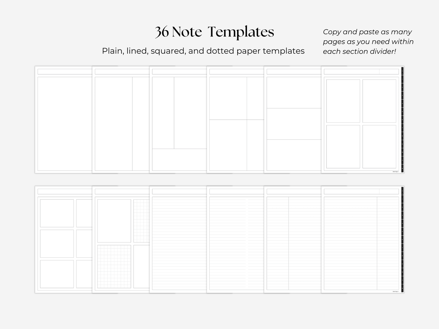 Student Digital Notebook - Charcoal Tabs