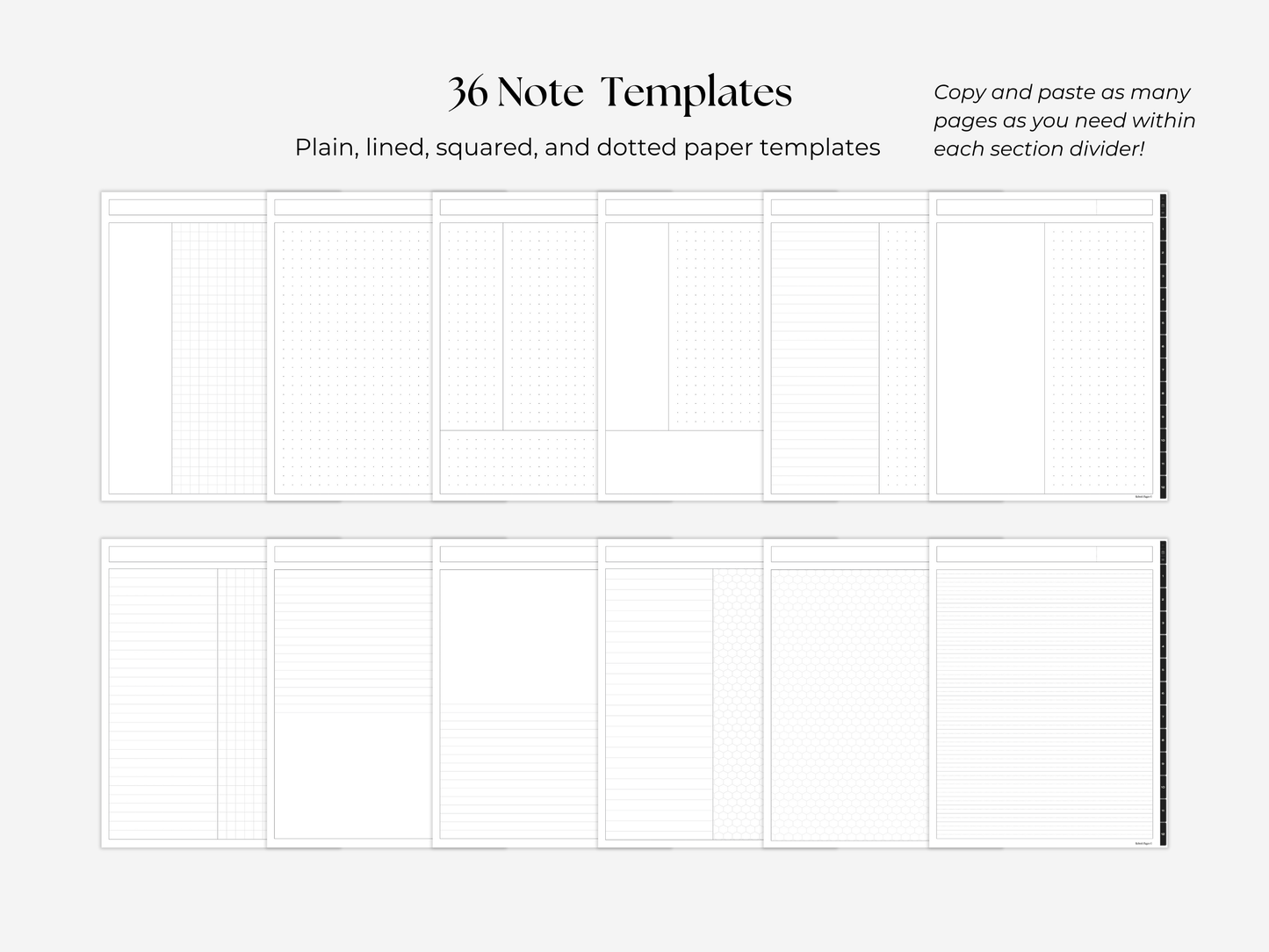 Student Digital Notebook - Charcoal Tabs