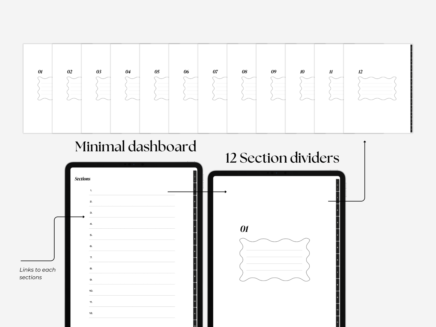 Student Digital Notebook - Charcoal Tabs