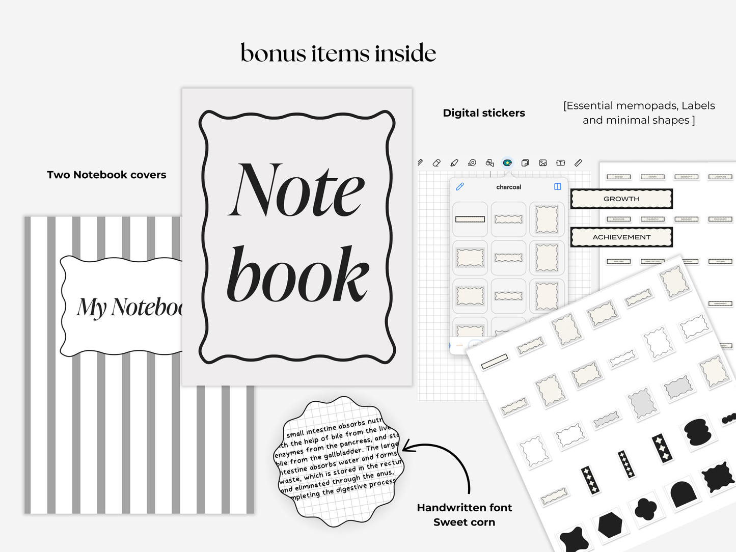 Student Digital Notebook - Charcoal Tabs